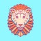 Geometric head of lion. Simple forms. Animal cute logo.