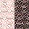 Geometric horizontal seamless pattern, heart shapes, line grid. Artistic ornament in pastel pink beige color pallette