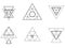 Geometric icons, signs, labels,