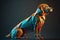 geometric labrador dog orange teal realistic High Detail