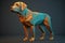 geometric labrador dog orange teal realistic High Detail