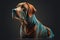 geometric labrador dog orange teal realistic High Detail