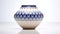 Geometric Lensbaby Vase With Colored Diamonds And Blue Porcelain