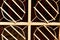 Geometric metal window grate design abstract background pattern