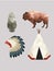 Geometric Native American Icons Vector Illustratio
