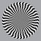 Geometric optical illusion concept. White and black psychedelic circle pattern