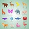 Geometric paper animals