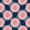 Geometric pastel roses, seamless pattern with roses and leaves
