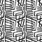 Geometric pattern with black and white ornament. Minimal hand drawn background. Repeating pattern for textile design