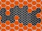 Geometric pattern of hexagons. Abstract orange metal background