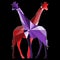 Geometric polygonal vector couple of giraffes in shades of red and purple