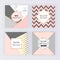 Geometric sale web banners with pink triangles, mermaid scales. Modern promotion fashion design with marble texture. Template for