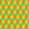 Geometric seamless pattern with abstract colorful leavesgreen,yellow,orange and white dots.Bright mosaic and tessellated vector