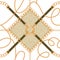 Geometric seamless pattern with golden chains, belts and animal skin.