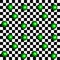 Geometric seamless pattern with green colored ball on chessboard background. Vector
