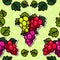 Geometric seamless pattern with the image of grapes in bunches: white, red and pink.
