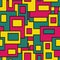 Geometric seamless pattern. Oil painting yellow, crimson and green squares and rectangles.