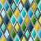 Geometric Seamless Pattern of Striped Rhombuses of Blue, Green, Mint, Yellow Colors