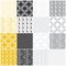 Geometric seamless patterns: dots, circles and wav