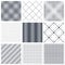 Geometric seamless patterns set, abstract minimalistic and simple lined and dotted backgrounds, wallpapers for web design and