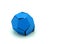 Geometric shape cut out of Blue paper and photographed on white background.Dodecahedron. 2d shape foldable to form a 3d shape or a