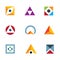 Geometric shape triangle circle and cube inspiring combination logo icon