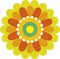 Geometric simple daisy flower icon in regular shape.