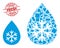 Geometric Snow Fresh Drop Icon Mosaic and Textured Fresh Stamp Seal