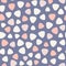 Geometric spots vector seamless pattern. Blue, pink, rose, coral