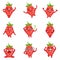 Geometric Strawberry Character Funny Emoticons