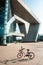 Geometric structure of Wuhan Qintai Grand Theater under a clear sky. A typical modern art building.