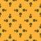 Geometric style floral seamless pattern with ornate sunflower print. Pastel orange background