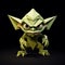 Geometric Surrealism: 3d Model Of Star Wars Yoda With Grotesque Caricatures