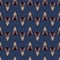 Geometric teepee seamless pattern on blue background. Doodle native style. Tribal endless wallpaper