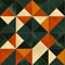 Geometric Tile Wallpaper In Black, Green, And Orange