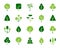 Geometric Trees simple color flat icons vector set