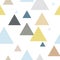 Geometric triangle seamless repeat pattern in blue, yellow, brown, gray colors.