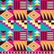 Geometric tribal Kente seamless vector pattern with abstract shapes, African nwentoma style inspired vector design