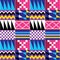 Geometric tribal Kente vector seamless pattern, African nwentoma cloth style design perfect for fabrics and textiles