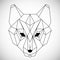 Geometric vector head wolf drawn in line or triangle style, suitable for modern tattoo polygonal templates, icons or