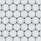 Geometric vector pattern, repeating dotted or circle on hexagon shape and bold hexagon in each corner.