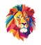 Geometric vibrant lion icon isolated