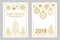 Geometric white and golden Merry Christmas and Happy New Year cards. Snowflakes, fir tree, festive decorations.