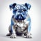 Geometrical Bulldog: 3d Art In Silver And Blue