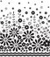 Geometrical flower border pattern on white background