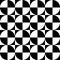 Geometrical signs - circles and squares. High contrast retro seamless pattern in black and white. Vector illustration