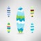 Geometrical surfboard designs set. Surfing board