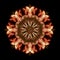 Geometrical symmetrical color pattern ornament mandala made of macros of yellow brown tulips