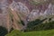 Geomorphological folds of rock on the north side of the Pyrenees.