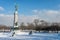 George-Etienne Cartier monument and Angel Statue on Mount Royal in Winter